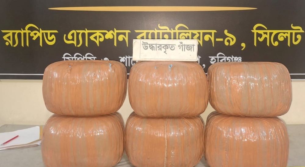 র‌্যাবের অভিযানে চুনারুঘাট থেকে ৩০ কেজি গাঁজা উদ্ধার