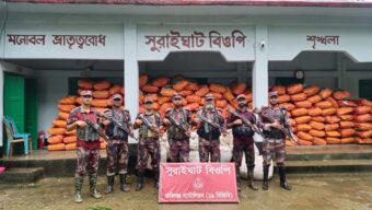 ১৯ বিজিবির অভিযানে গরু সহ সোয়া ৫৪ লাখ টাকার চোরাচালানী পণ্য জব্দ